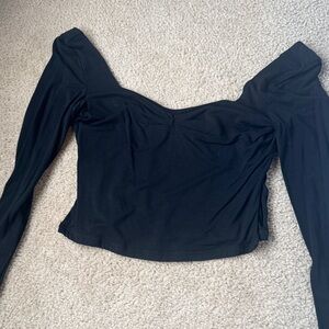 Black Long-Sleeve Off-Shoulder Top